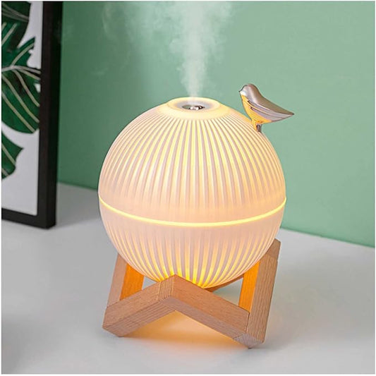 Lámpara Humidificador De Esfera Con Base De Madera + Envío Gratis