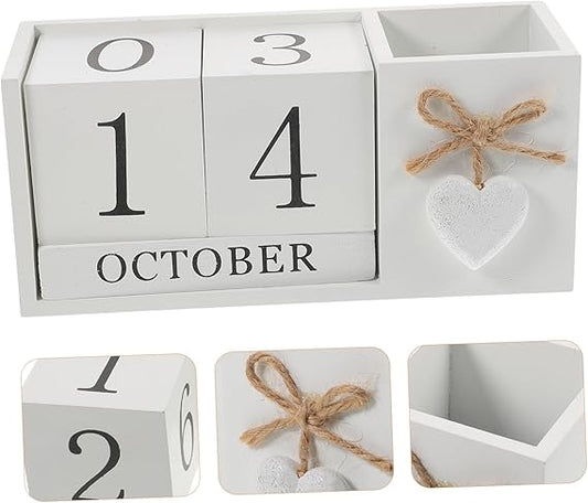 Wooden Calendar with Pen Holder + Free Shipping 