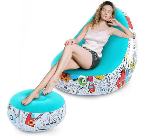 Inflatable designer chair with footrest 