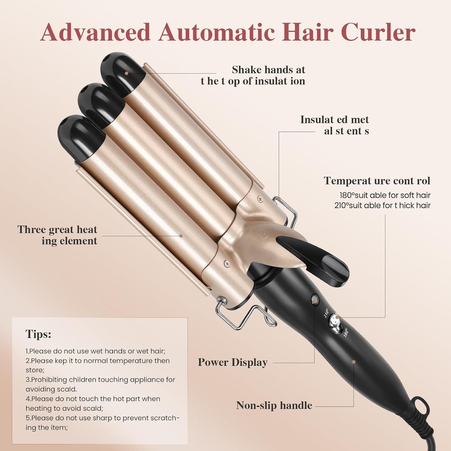 Ceramic Hair Curler 3 Barrels + Free Shipping 