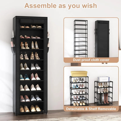 10 Tier Shoe Rack With Cover + Free Shipping