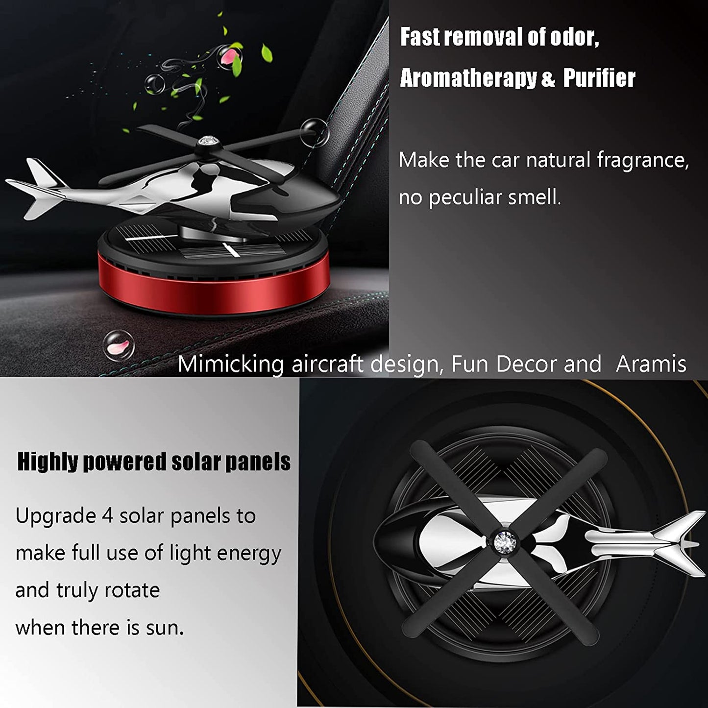 Helicopter Solar Powered Car Air Freshener + Free Shipping 