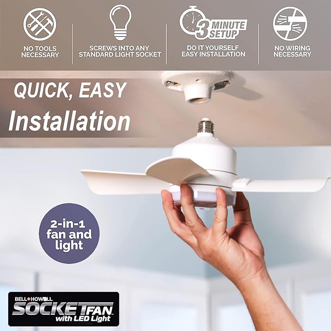 Portable Ceiling Fan Socket Fanlight 2 in 1 + Free Shipping 