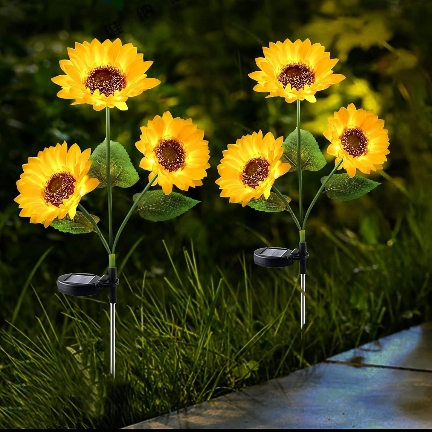 6 LED Sunflowers with solar panel 