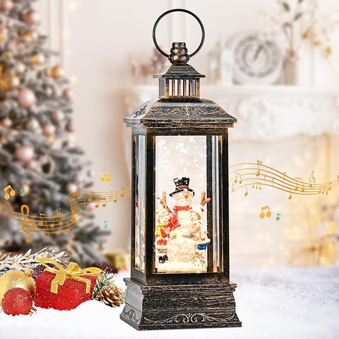 Christmas Lantern With Snow + Free Shipping 