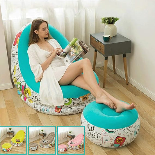 Inflatable designer chair with footrest 