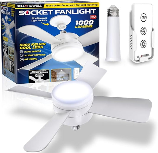 Portable Ceiling Fan Socket Fanlight 2 in 1 + Free Shipping 