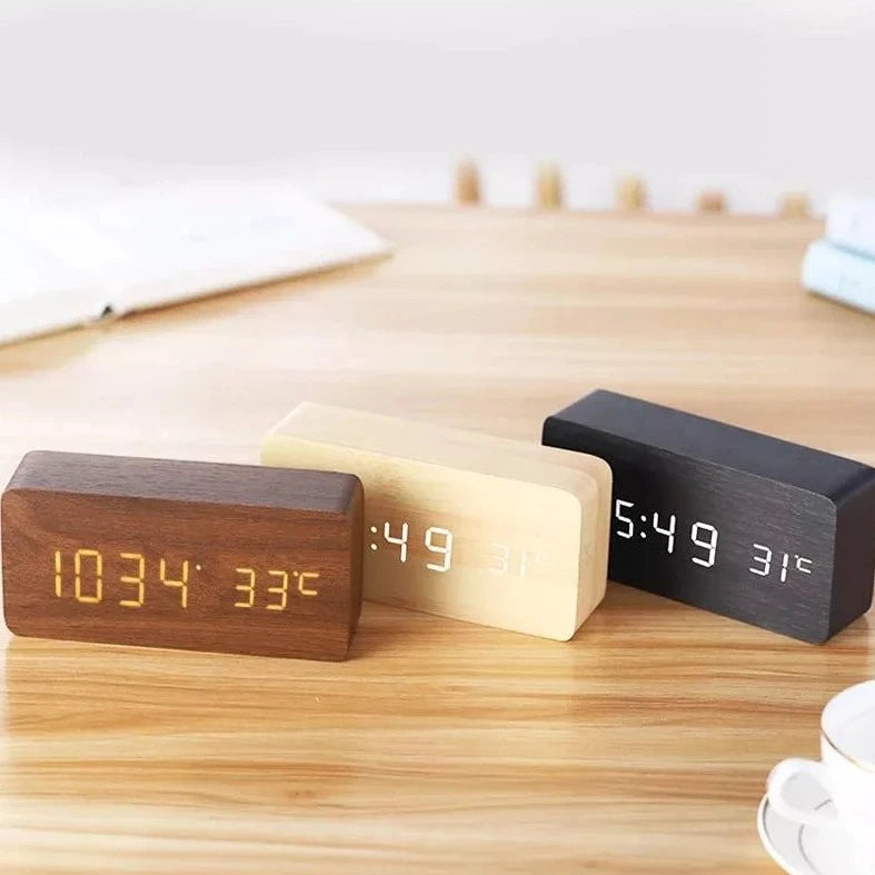 Digital Alarm Clock With Wooden Design 30 CM + Free Shipping