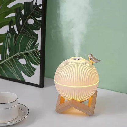 Lámpara Humidificador De Esfera Con Base De Madera + Envío Gratis