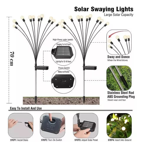 12 LED Fireflies with Solar Panel 