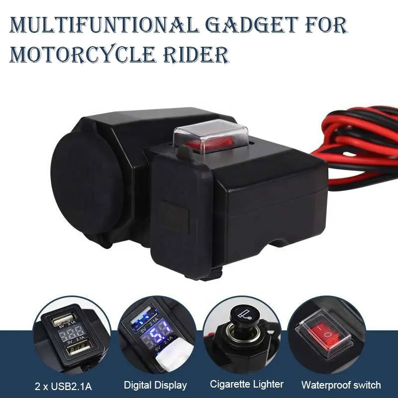 Cargador USB Dual Para Moto 12V Y Voltímetro Digital + Envio Gratis