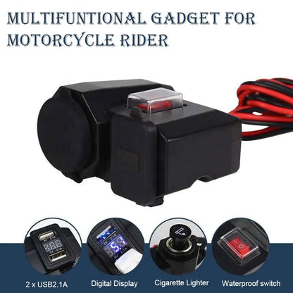 12V Dual USB Motorcycle Charger &amp; Digital Voltmeter + Free Shipping