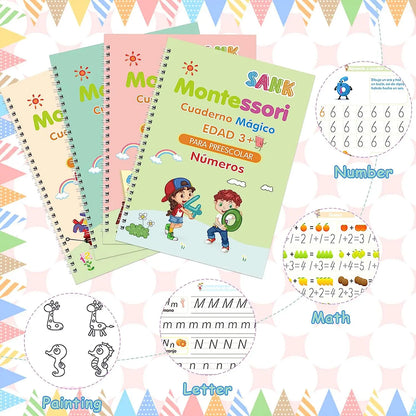 Set of 4 Magic Writing Notebooks for Kids + Free Shipping