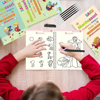 Kit De 4 Cuadernos De Escritura Mágicos Para Niños + Envio Gratis