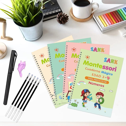 Set of 4 Magic Writing Notebooks for Kids + Free Shipping