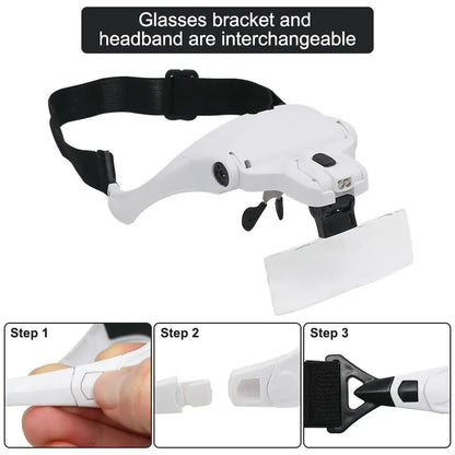 Magnifying Glasses With Interchangeable Lenses And Led Light + Free Shipping 