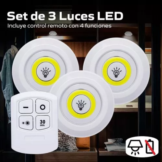 Set of 3 LED lights with control + Free Shipping