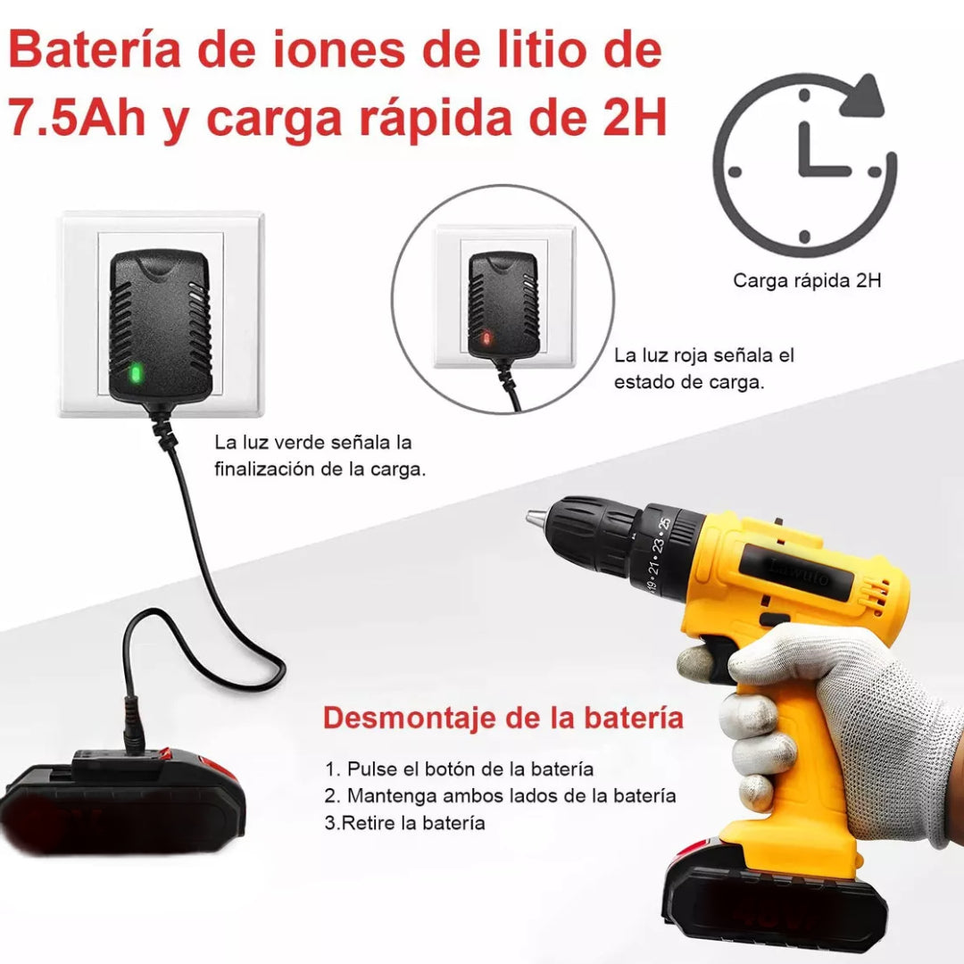 Taladro Atornillador Percutor Inalámbrico 26V + Envio Gratis