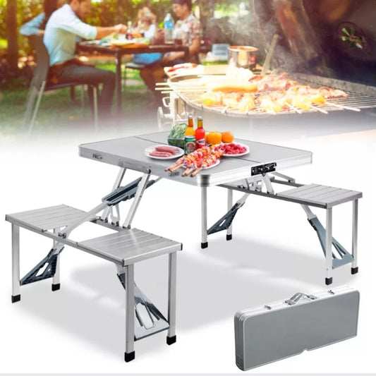 Mesa Plegable Portatil De Aluminio Con 4 Asientos