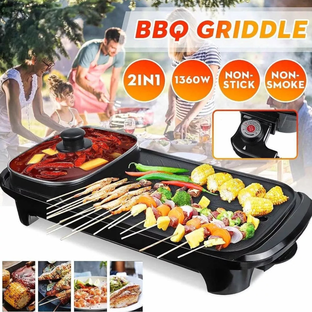 Non-stick electric grill with pot + free shipping