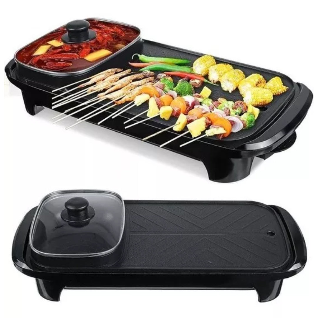 Non-stick electric grill with pot + free shipping