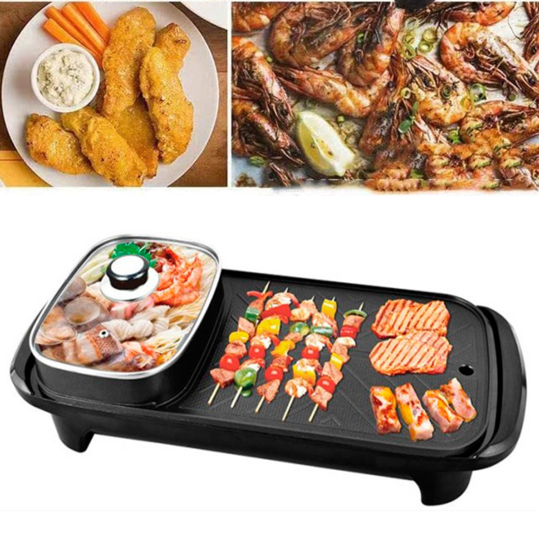 Non-stick electric grill with pot + free shipping