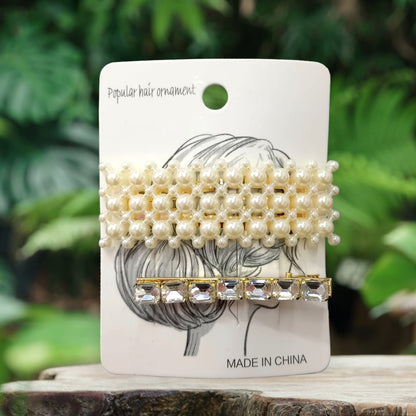 Pearl Hair Clips Pack of 2 Blister Pack 