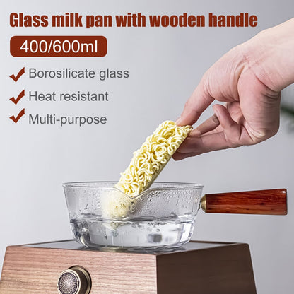 600ml Glass Pot With Wooden Handle 