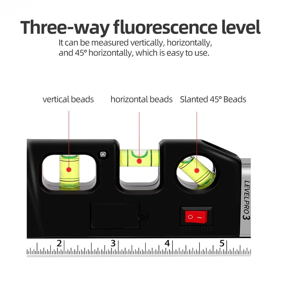 Laser Level With Three Bubbles Aligner + Free Shipping 