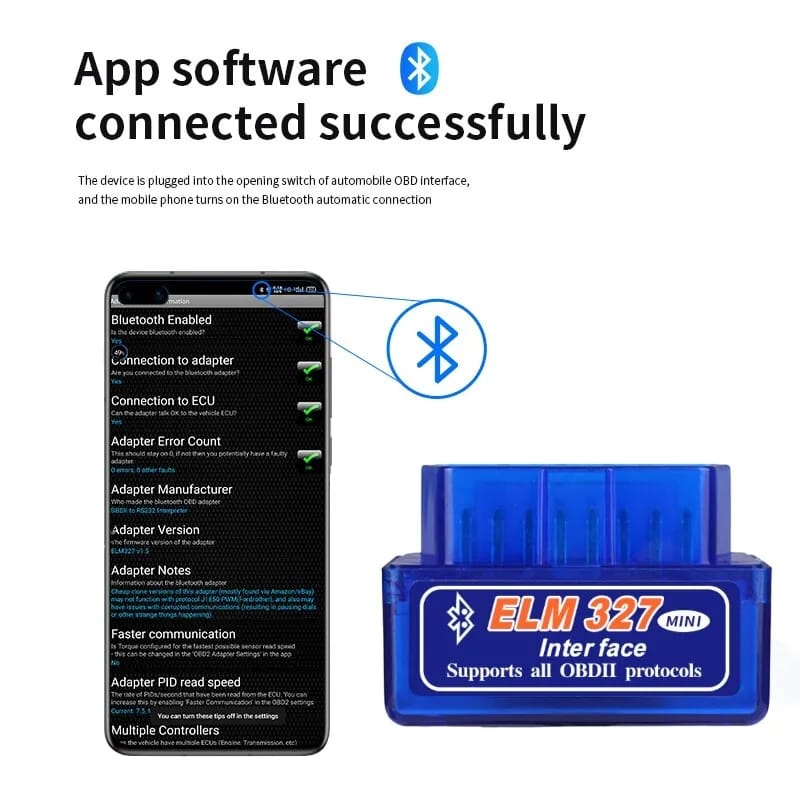 Elm327 OBD2 Bluetooth Automotive Scanner + Free Shipping 