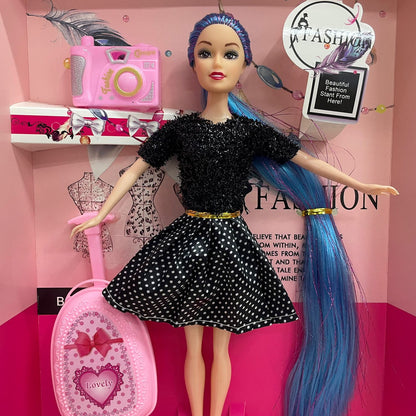 Barbie Traveler With Blue Hair + Free Shipping 