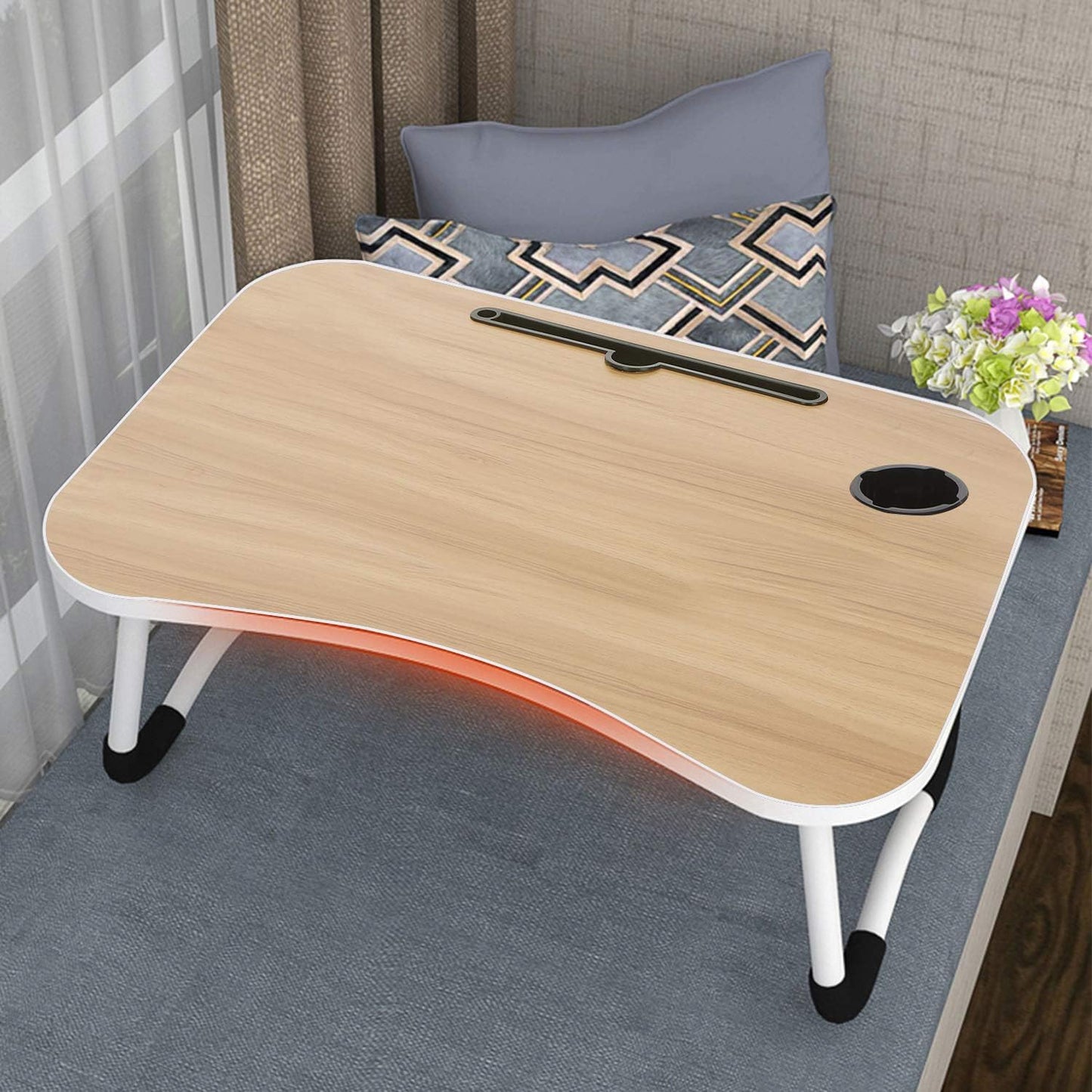 Folding Desk Table With Cup Holder + Free Shipping 