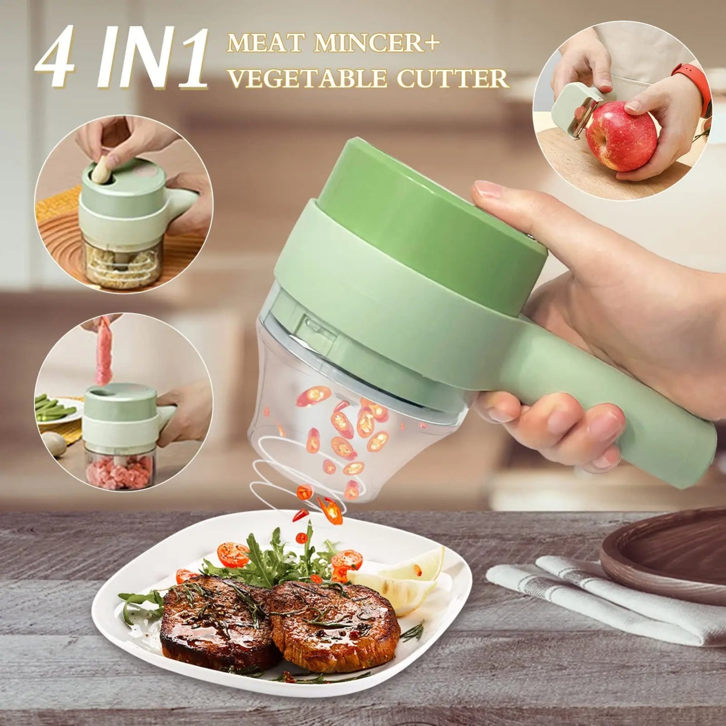 4 in 1 Electric Vegetable Chopper + Free Shipping 