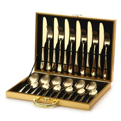 24-Piece Stainless Steel Cutlery Set with Box + Free Shipping 