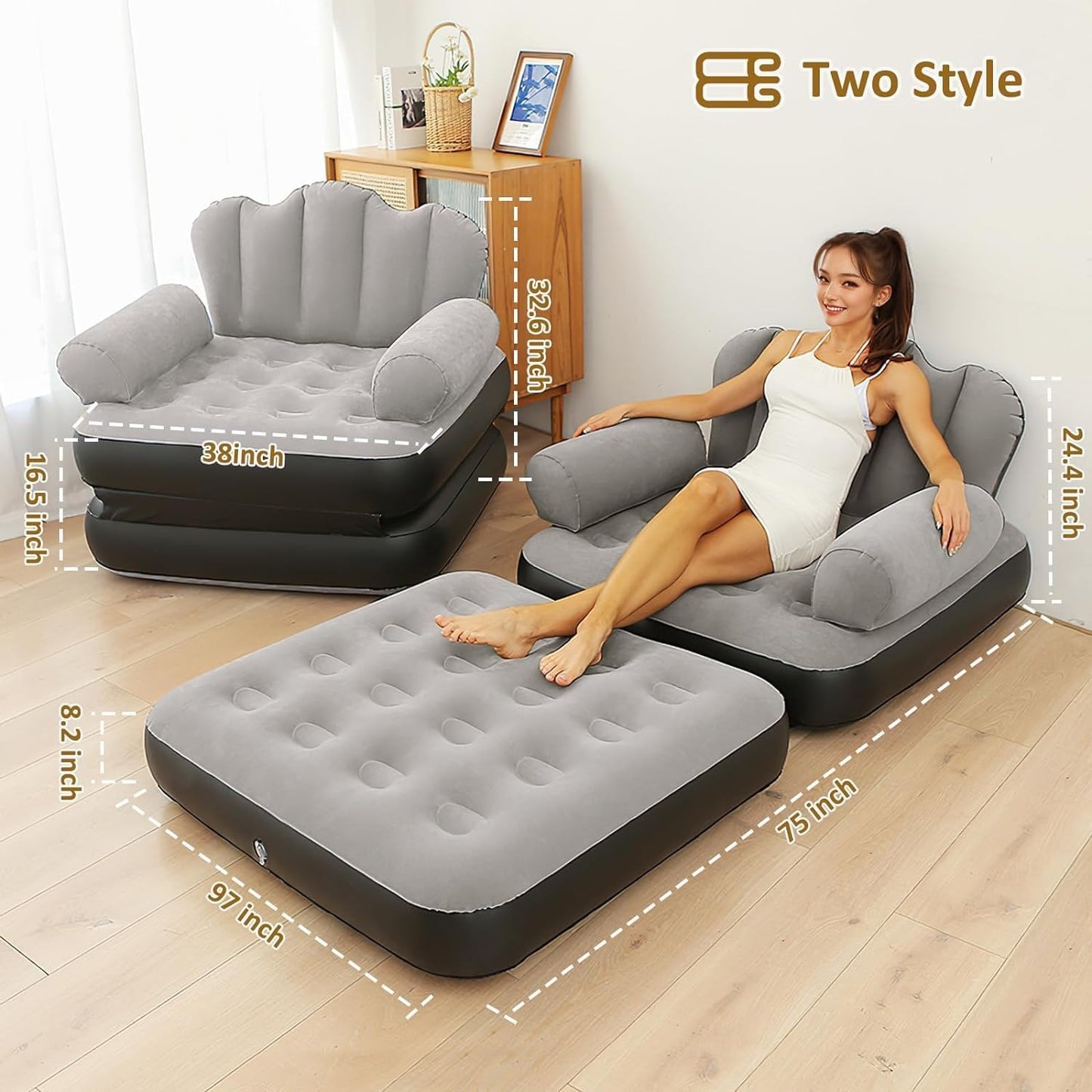 2 in 1 Portable Folding Sofa Bed + Free Shipping 