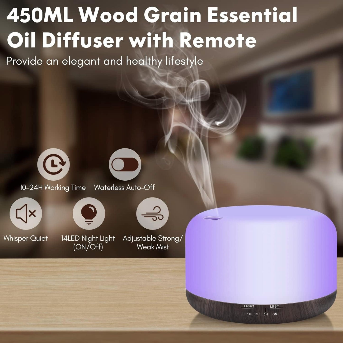 Led500ml Ultrasonic Aroma Humidifier + Free Shipping 