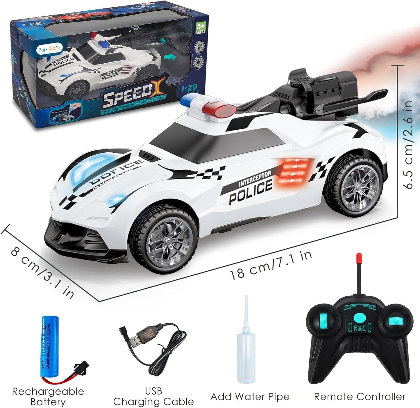 Remote Control Police Car With Smoke + Free Shipping 