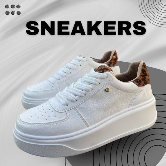 Wander White Tennis Shoes With Animal Print + Free Shipping 