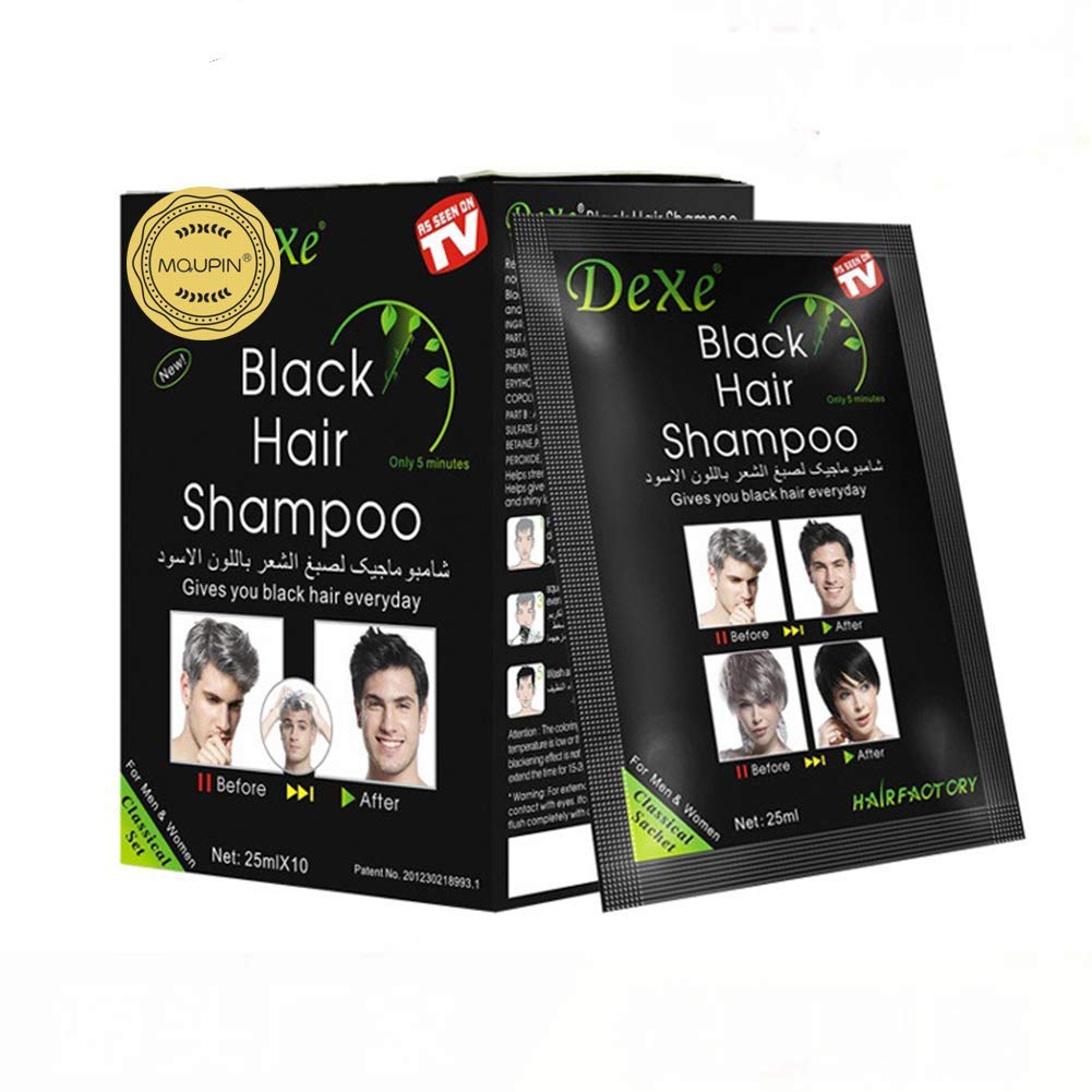 Shampoo Covers Gray Hair Black Color Box X10 Sachets