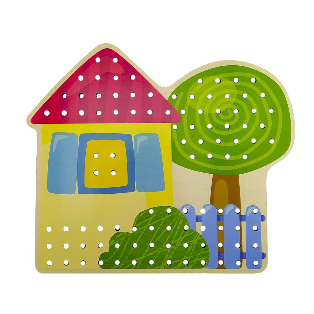 Wooden Educational Game With Strings Build The House