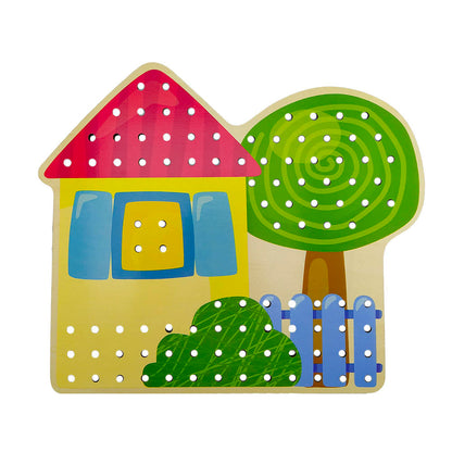 Wooden Educational Game With Strings Build The House