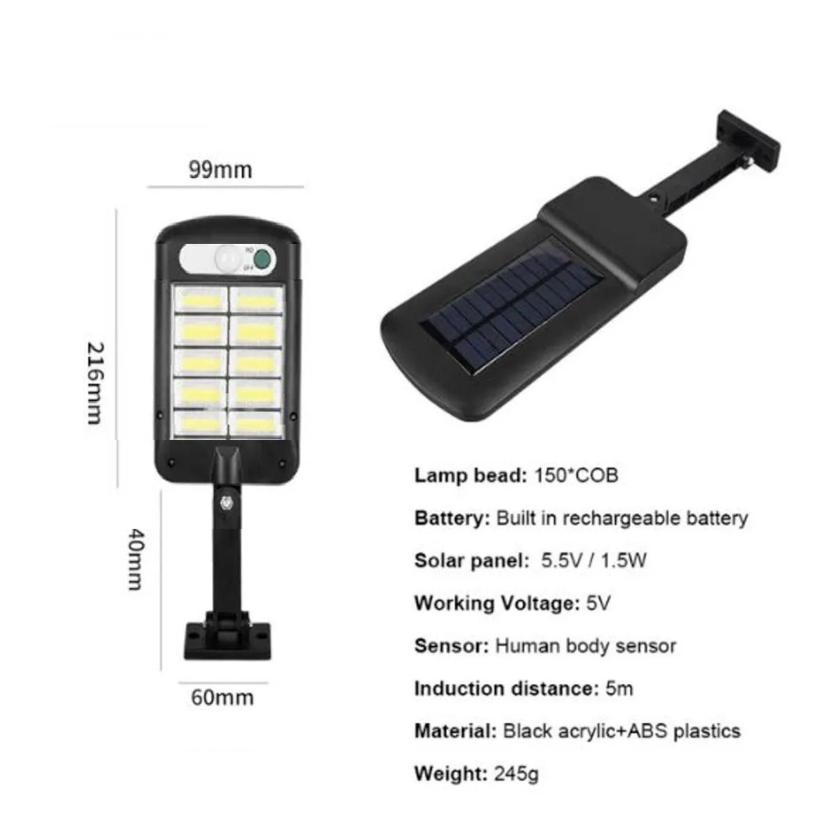 Outdoor Solar LED Lamp With Motion Sensor And Remote Control