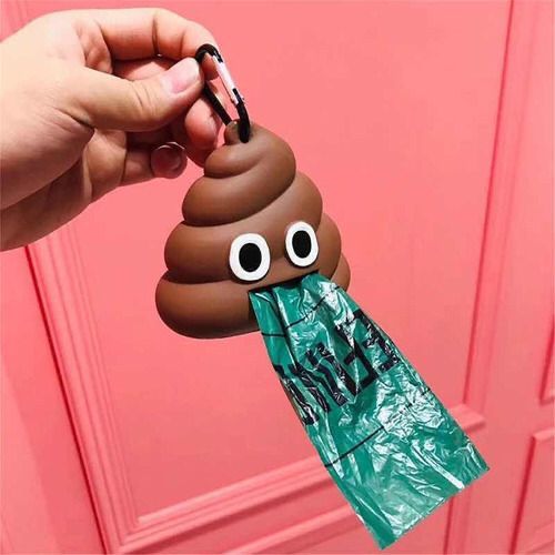 Dispensador de bolsas para popó de mascotas con diseño de emoji mr poo