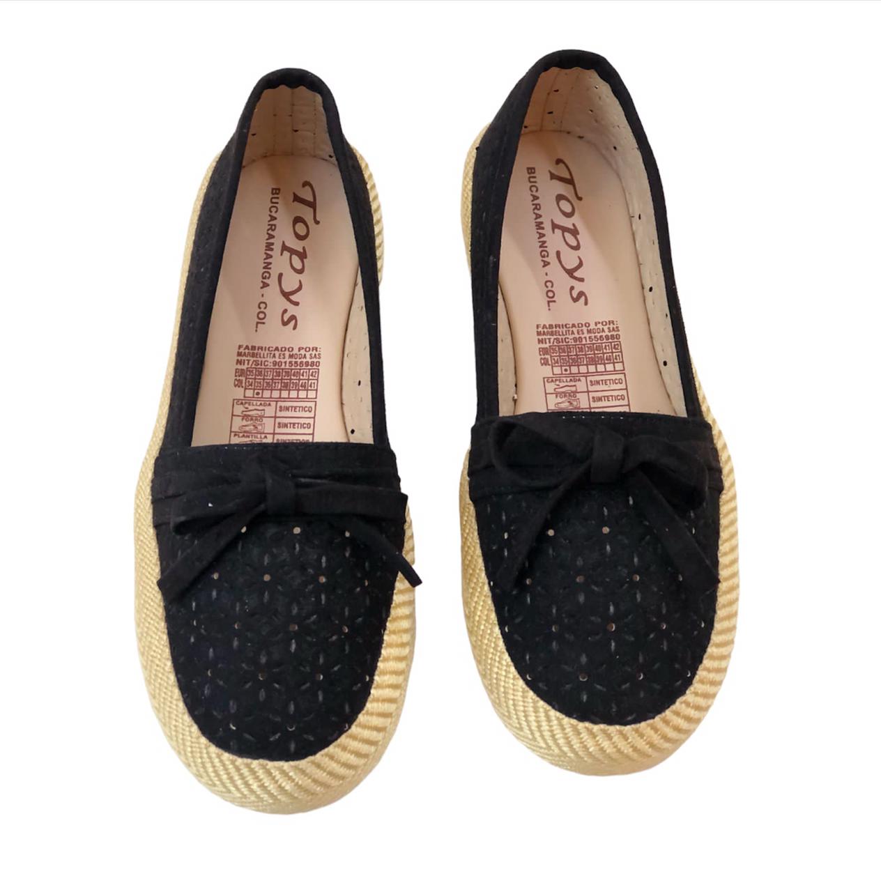 Black Women's Loafer Shoes with Bow and Dots