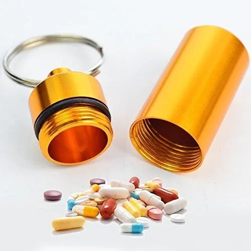 Portable Aluminum Waterproof Pill Box Keychain