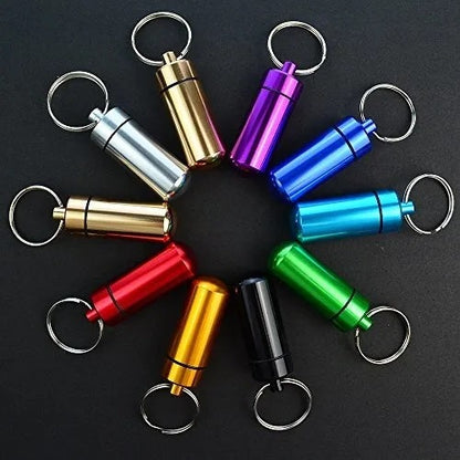 Portable Aluminum Waterproof Pill Box Keychain