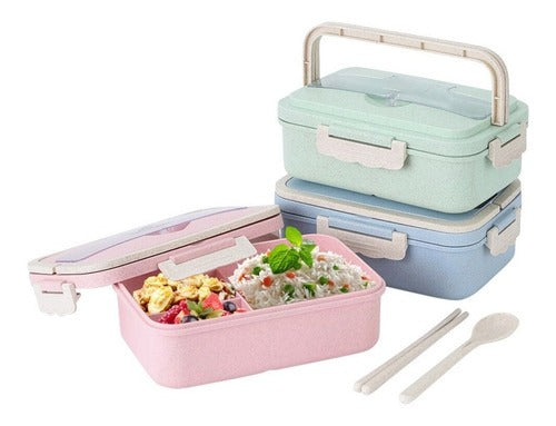 Lunch Box 3 Compartments + Cutlery