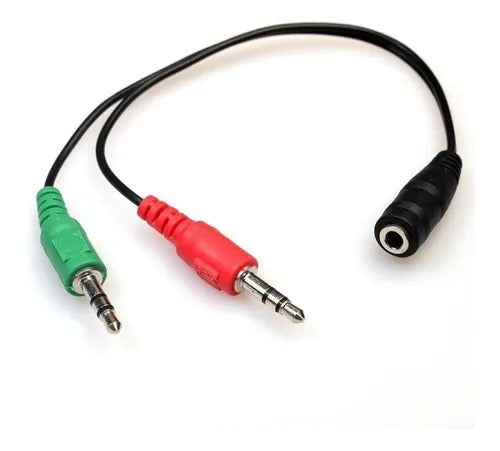 Audio Cable Microphone 1 Female X 2 Males 3.5mm Tri-stereo for Computer