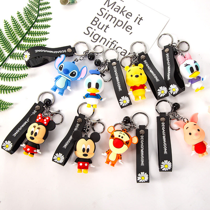 Keychains with animated figures with hanging ring for bag