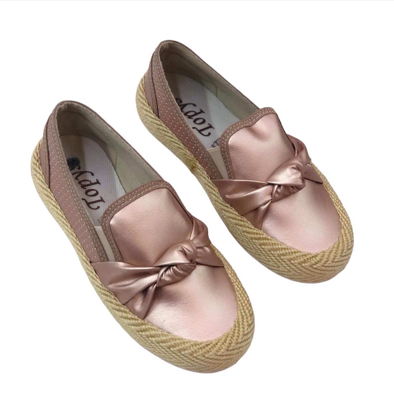 Women's Rose Gold Loafers Shoes with Bow